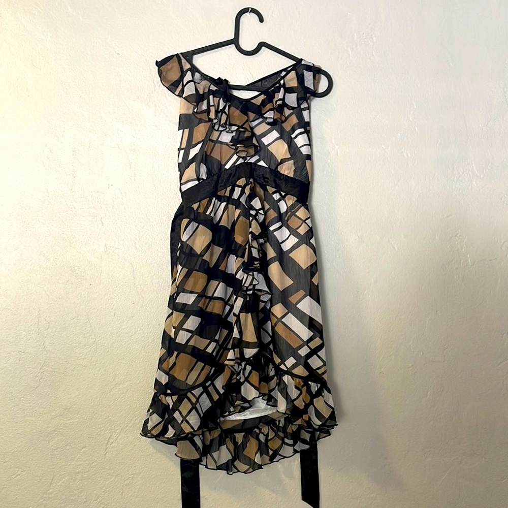 Beautiful Brown and black dress striped back open
